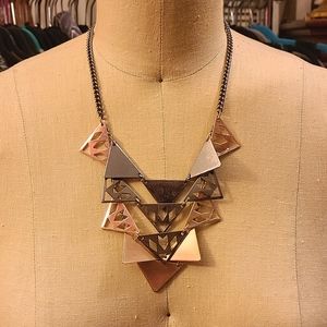 Steve Madden Gunmetal & Rose Gold Triangle Necklace